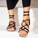 Sandale gladiator din Textil dama Negre Syrai